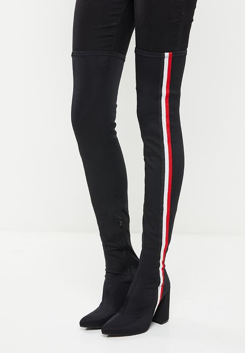 Seduction - Racer stripe over the knee boot - black
