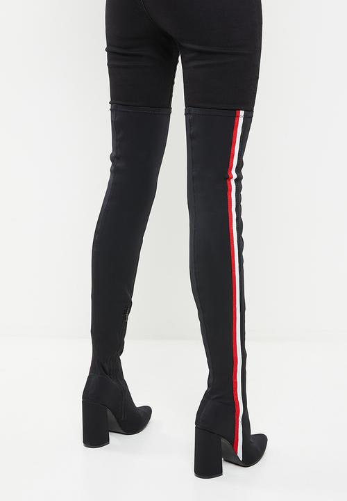 Seduction - Racer stripe over the knee boot - black