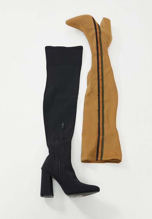 Seduction - Racer stripe over the knee boot - black
