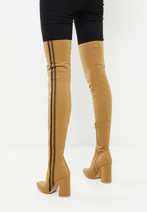 Seduction - Racer stripe over the knee boot - taupe