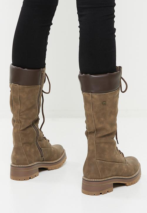 Miss Black - Fox4 knee length lace-up boot - brown 