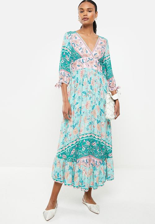 Stella Morgan - Border printed maxi dress - mint