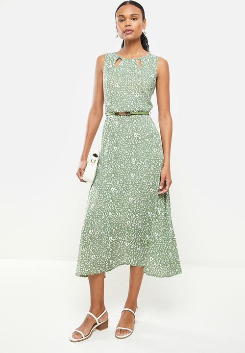 Stella Morgan - Sleeveless maxi ditsy print dress - green
