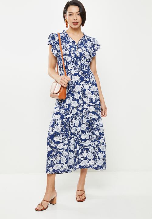 Stella Morgan - Floral printed midi dress - navy