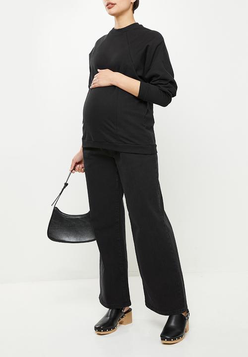 Superbalist - Maternity nursing funnel neck crew - black