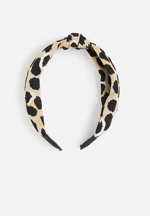 Superbalist - Animal print knotted headband - beige & black 