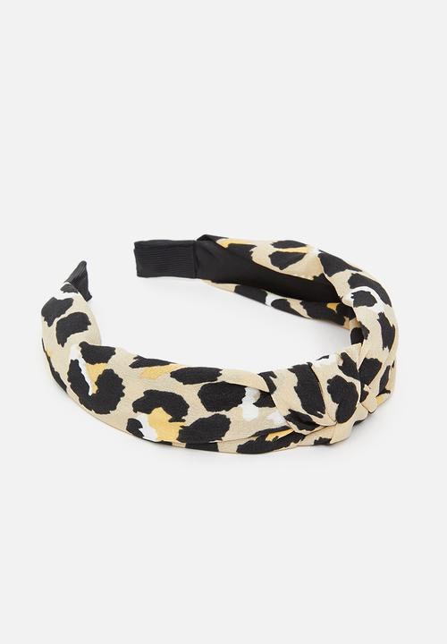 Superbalist - Animal print knotted headband - beige & black 