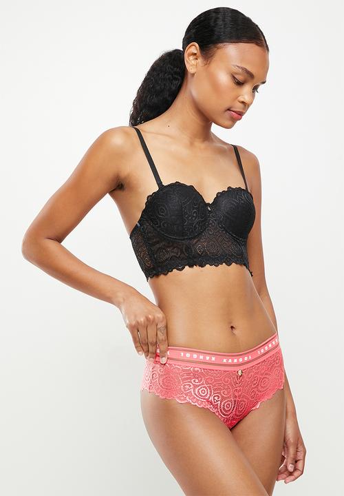 KANGOL - 2-Pack lace boyleg branded elastic - black & pink