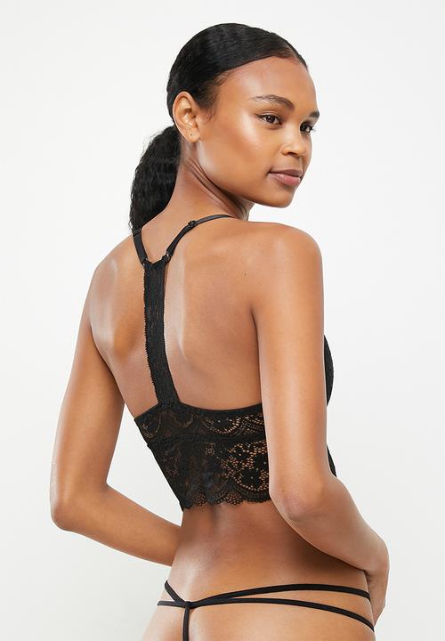KANGOL - Longline bralette t-back removable cups - black