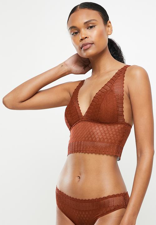 Koton - Lace triangle soft bra - cinnamon