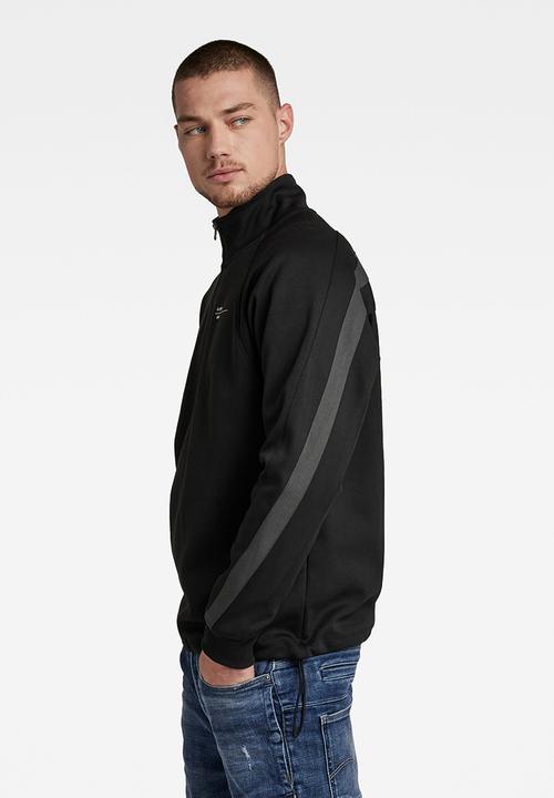G-STAR - Astro wrap half zip sweater - dark black