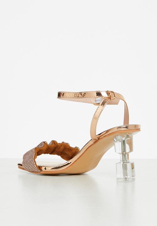 Footwork - Tia ankle cuff clear heel - rose gold