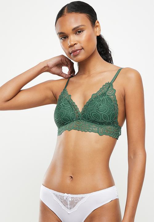 Koton - Lace triangle soft bra - green