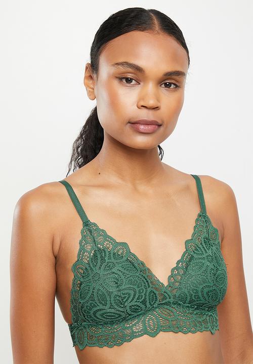 Koton - Lace triangle soft bra - green