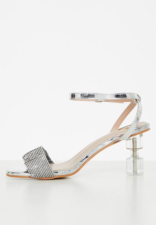 Footwork - Tia ankle cuff clear heel - silver