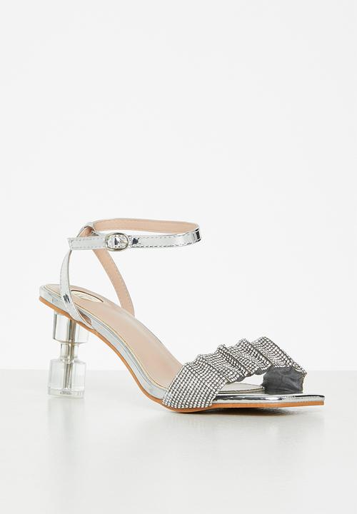 Footwork - Tia ankle cuff clear heel - silver
