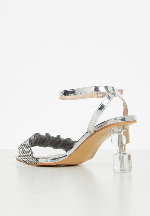 Footwork - Tia ankle cuff clear heel - silver