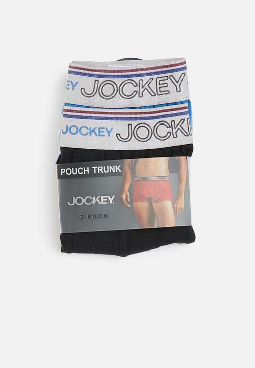 Jockey - 2 pack long leg one up stretch pouch trunk - black & blue