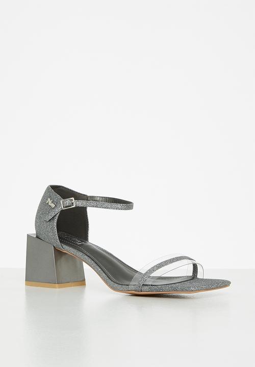 Plum - Holly square toe block heel - pewter