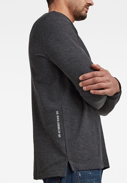 G-STAR - Textured stitch sweater r t long sleeve - dk black htr