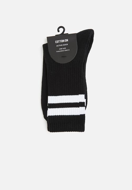 Cotton On - Essential active sock - sports stripe/black