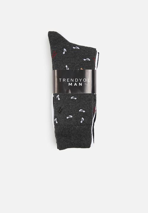 Trendyol - Music notes printed 3 pack socks - multi