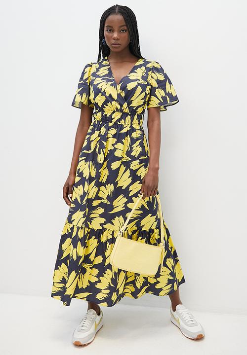 Superbalist - Fit and flare midi - yellow mono leaf