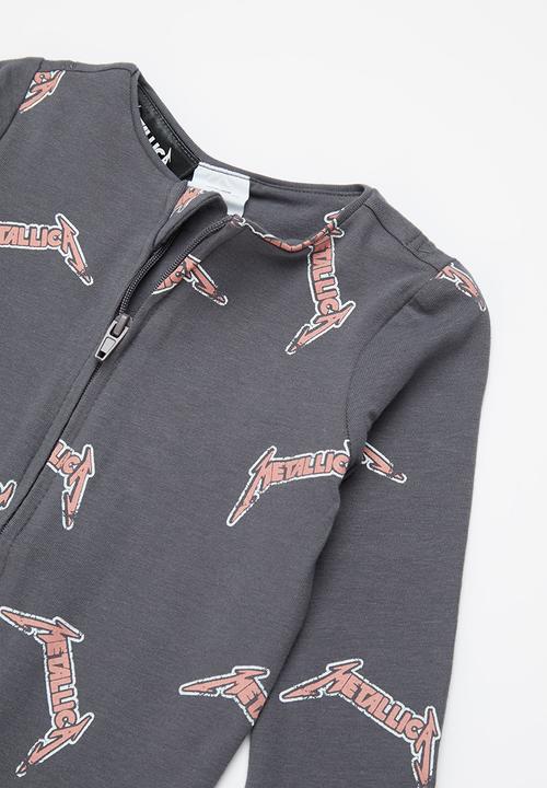 Cotton On - The long sleeve zip romper lcn - charcoal 