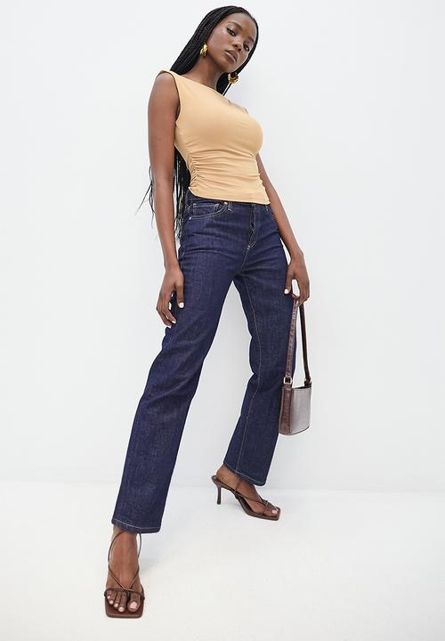 VELVET - Extend sleeve top with ruching detail - neutral