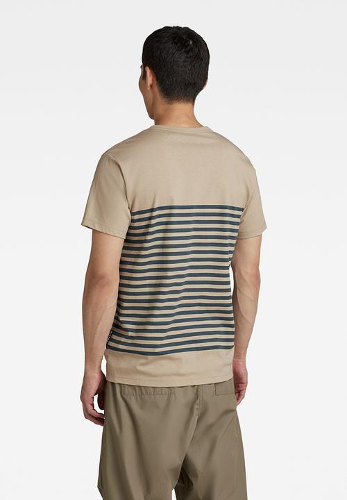 G-STAR - Placed stripe gr r t - westpoint khaki/nitro stripe