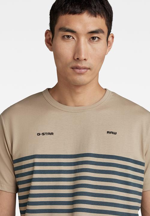G-STAR - Placed stripe gr r t - westpoint khaki/nitro stripe