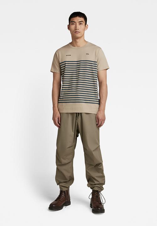 G-STAR - Placed stripe gr r t - westpoint khaki/nitro stripe
