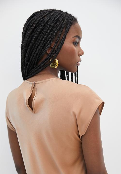 VELVET - Extend sleeve bias cut satin maxi dress - brown