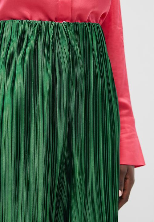 VELVET - Satin pleated palazzo pants - green