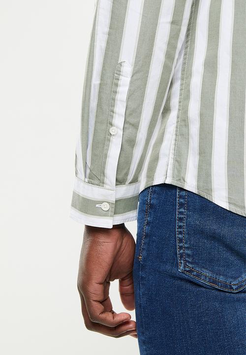 MANGO - Shirt essential - green & white