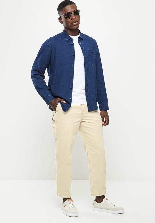 MANGO - Arena loose carpenter jeans- light beige