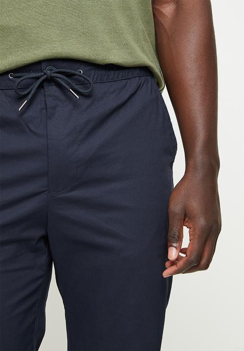 MANGO - Olivo elastic waist cotton trousers - navy 