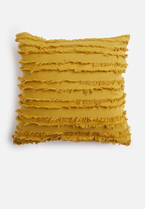 Sixth Floor - Thia fray cushion cover - mustard