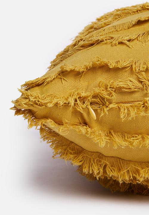 Sixth Floor - Thia fray cushion cover - mustard