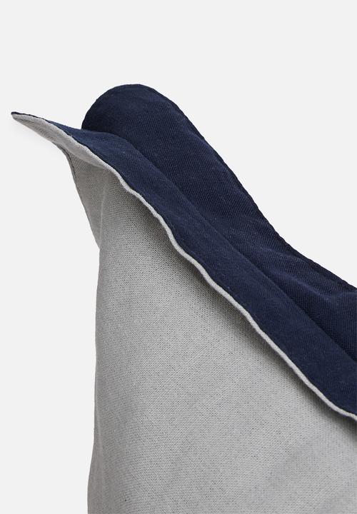 Sixth Floor - Oshun cushion cover - light sage & navy