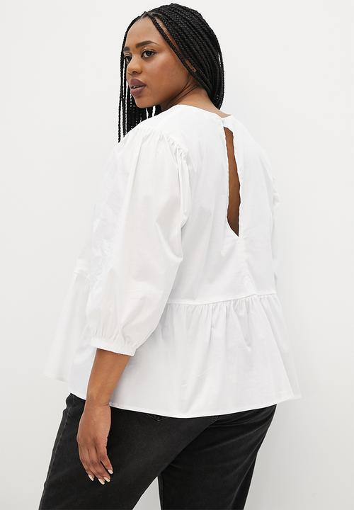 Superbalist - Gauged sleeve poplin shell - white