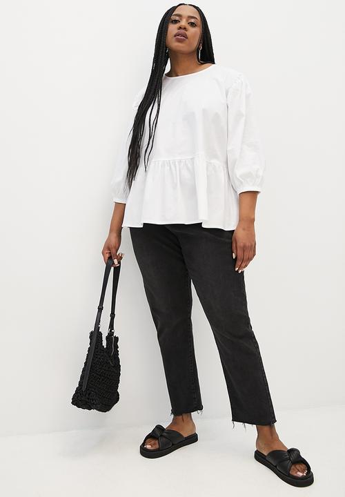 Superbalist - Gauged sleeve poplin shell - white