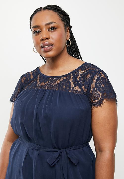 Vero Moda - Plus Carolina short sleeve dress - navy 
