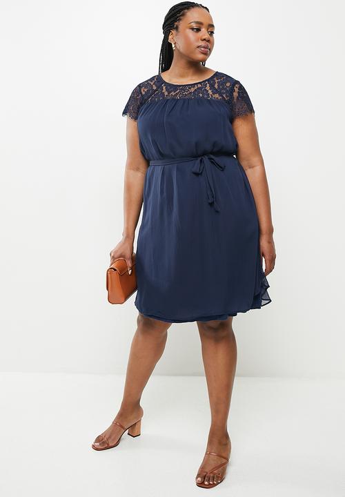 Vero Moda - Plus Carolina short sleeve dress - navy 