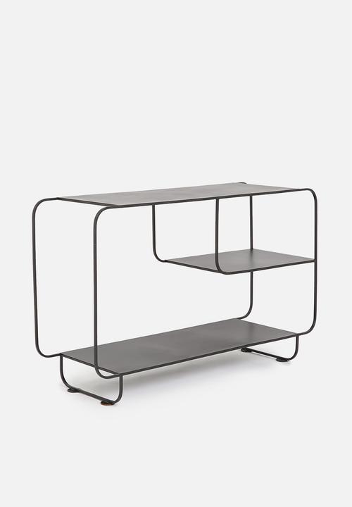 Sixth Floor - Nova 2 shelf metal cabinet - black