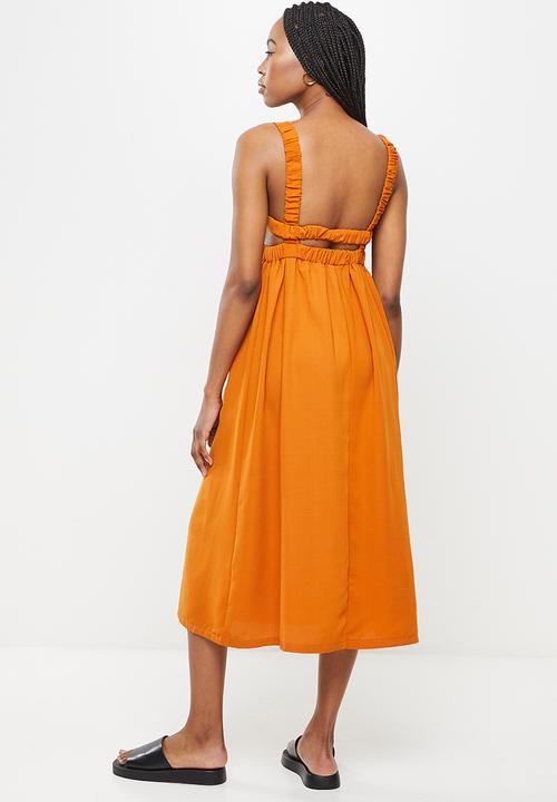 dailyfriday - Open back midi dress - tan