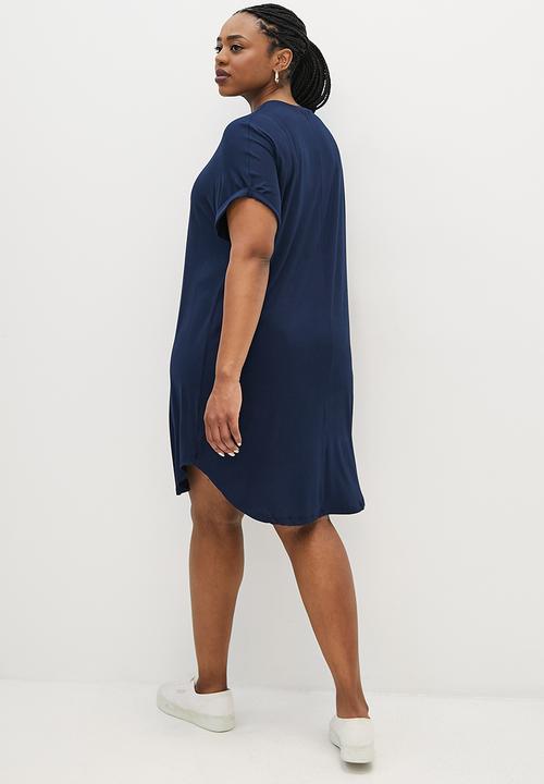 edit Plus - Grown on sleeve tee dress - indigo