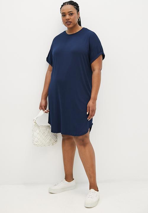 edit Plus - Grown on sleeve tee dress - indigo