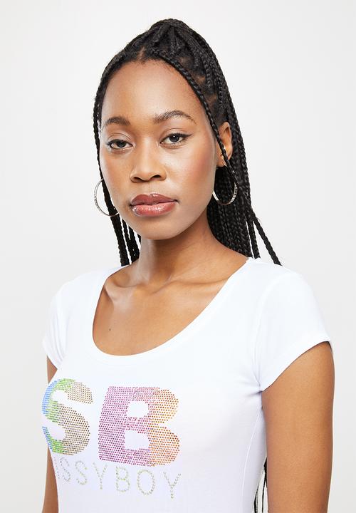 SISSY BOY - Logo top with cap sleeves - white