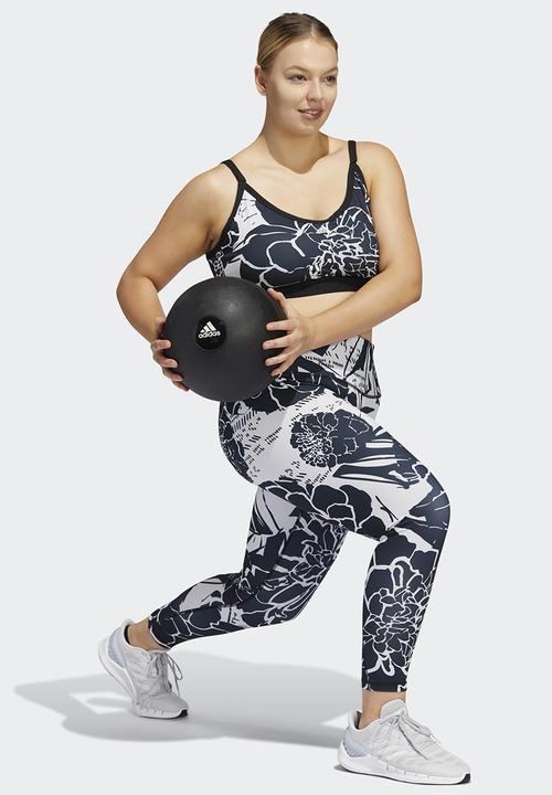 adidas Performance - Plus flower back strap bra - dash grey & black